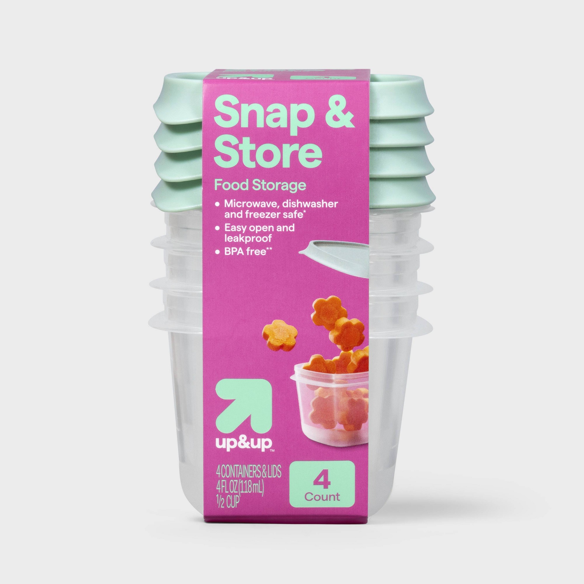Meal Prep Kitchen - 4個入りミニスクエアハーフカップ食品保存容器、BPAフリーの積み重ね可能なプラスチック製スナックカップ、キッチンでの食事の準備に
