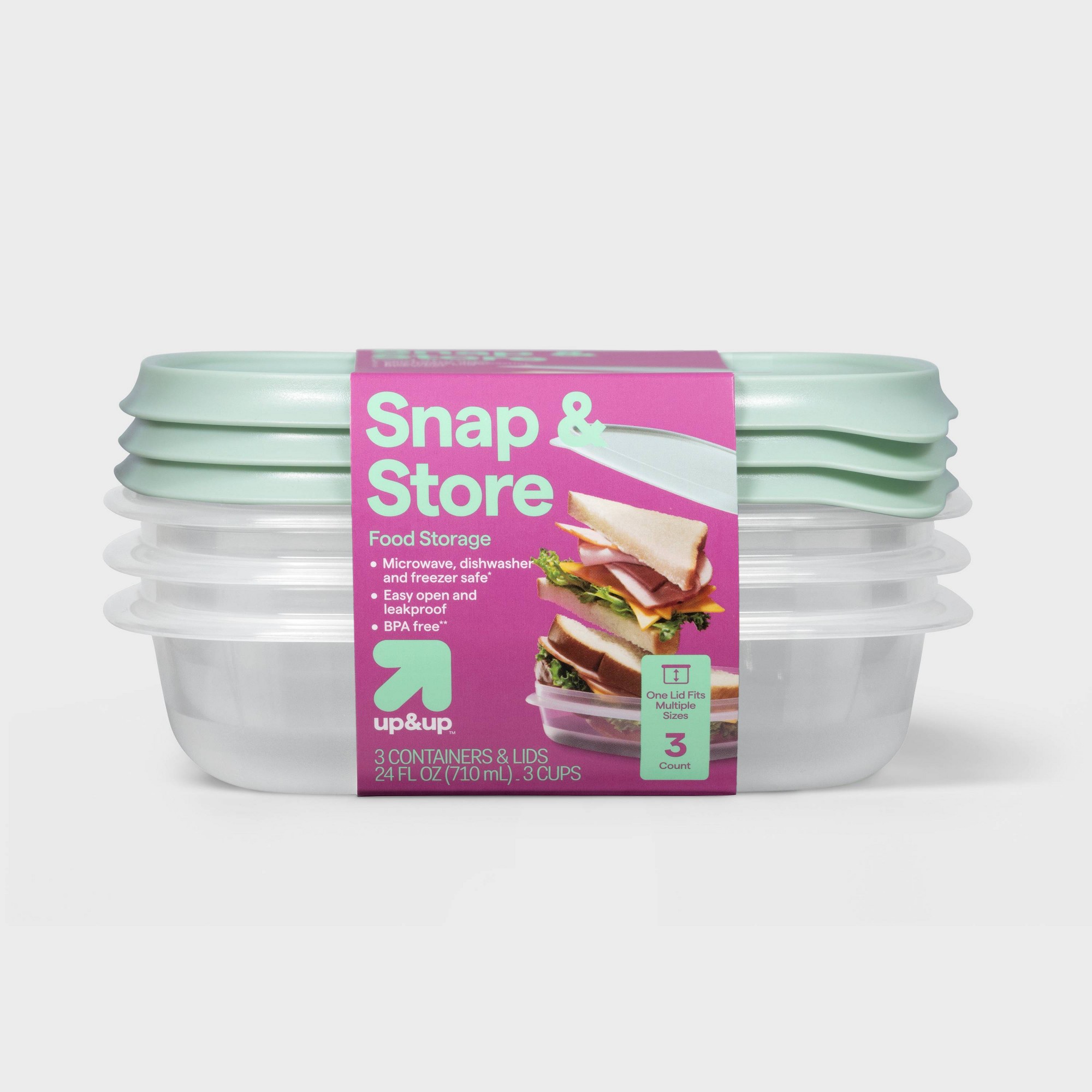 Meal Prep Kitchen - 3立方インチの正方形食品保存容器、スナップ蓋付き、キッチン整理用の透明な再利用可能なミールプレップボックス