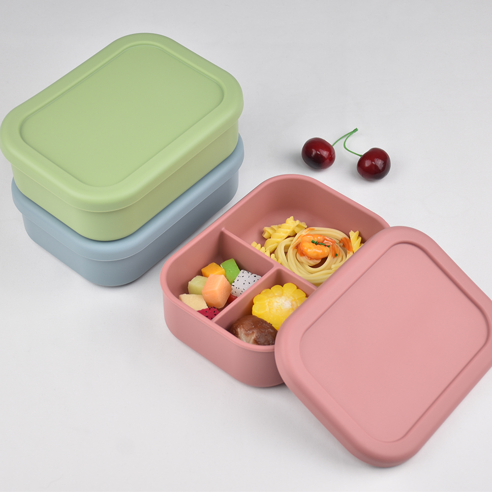 3つのコンパートメントに分かれた食品グレードシリコン製弁当箱 - Meal Prep Lunch Boxes のレビューと価格
