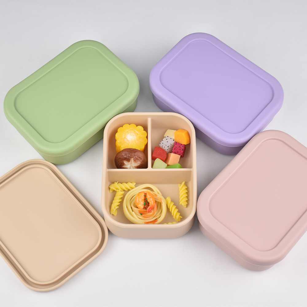 3つのコンパートメントに分かれた食品グレードシリコン製弁当箱 - Meal Prep Lunch Boxes のレビューと価格