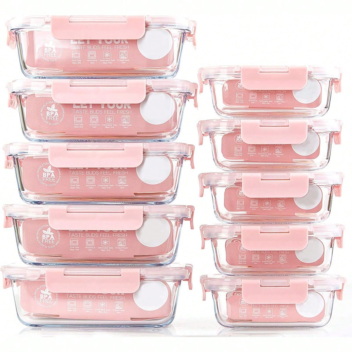 10個入りガラス製ミールプレップ容器、蓋付き食品保存容器、気 - Meal Prep Lunch Boxes のレビューと価格