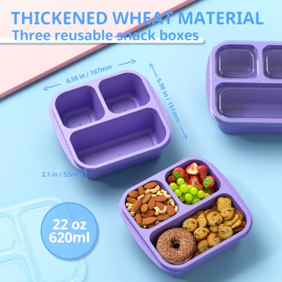 スナックボックス 3 パック - 3 つのコンパートメントが - Meal Prep Lunch Boxes のレビューと価格