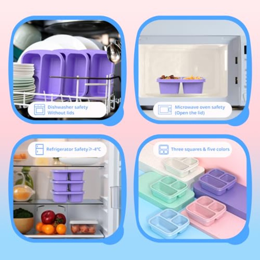 スナックボックス 3 パック - 3 つのコンパートメントが - Meal Prep Lunch Boxes のレビューと価格