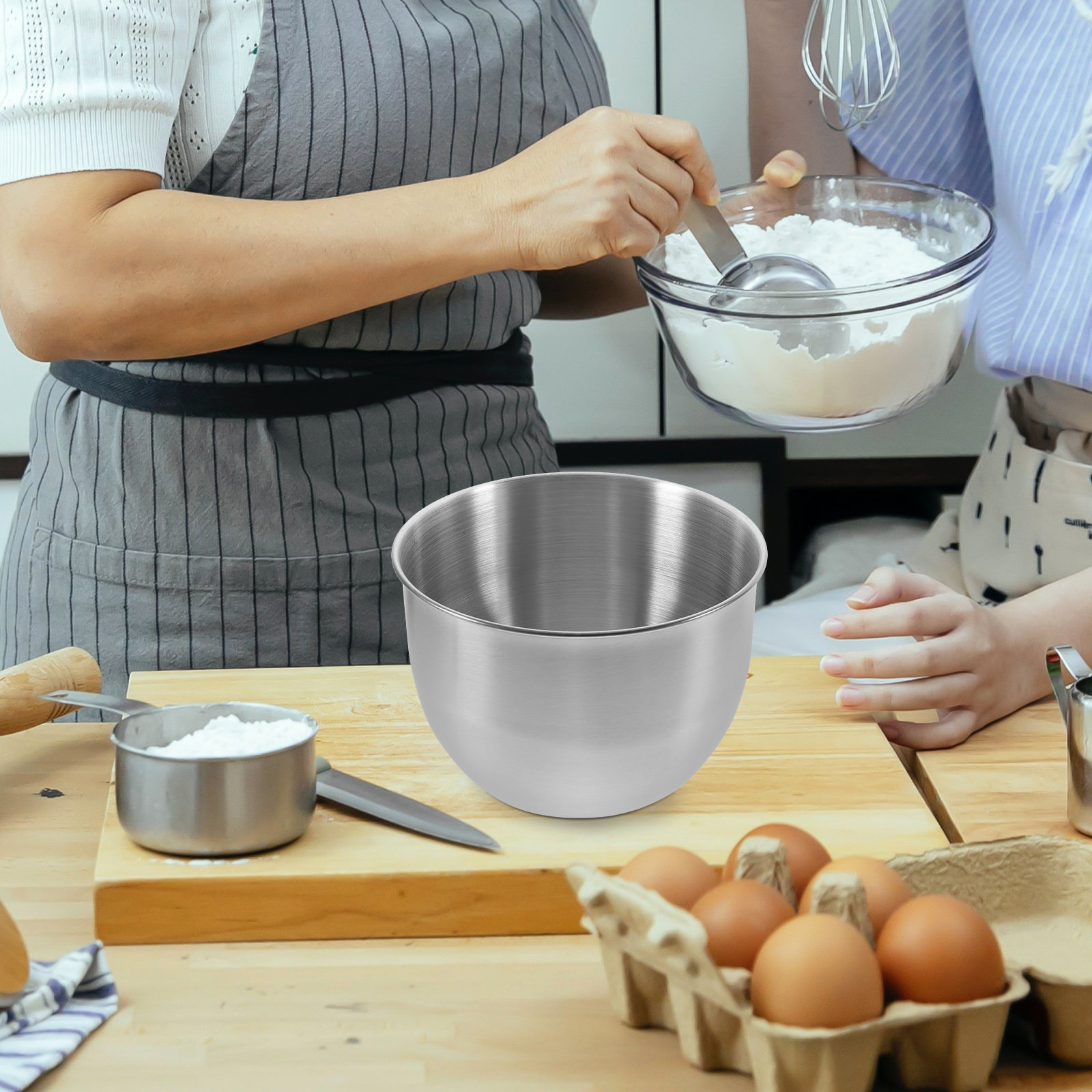 深型ステンレス製ミキシングボウル、厚い金属製キッチンボウル、 - Meal Prep Kitchen のレビューと価格