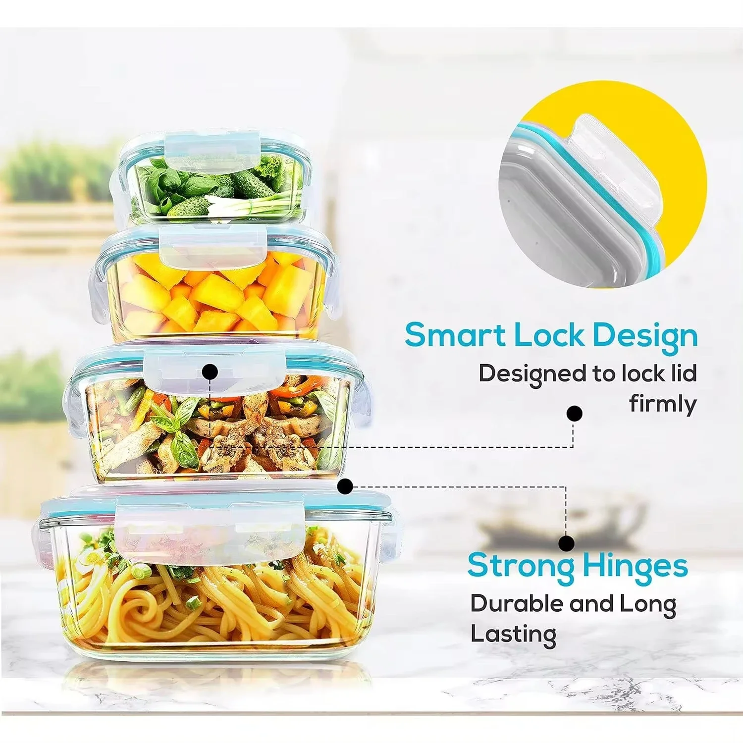 ガラスランチボックス食品保存容器、食事の準備、気密弁当箱、電 - Meal Prep Lunch Boxes のレビューと価格