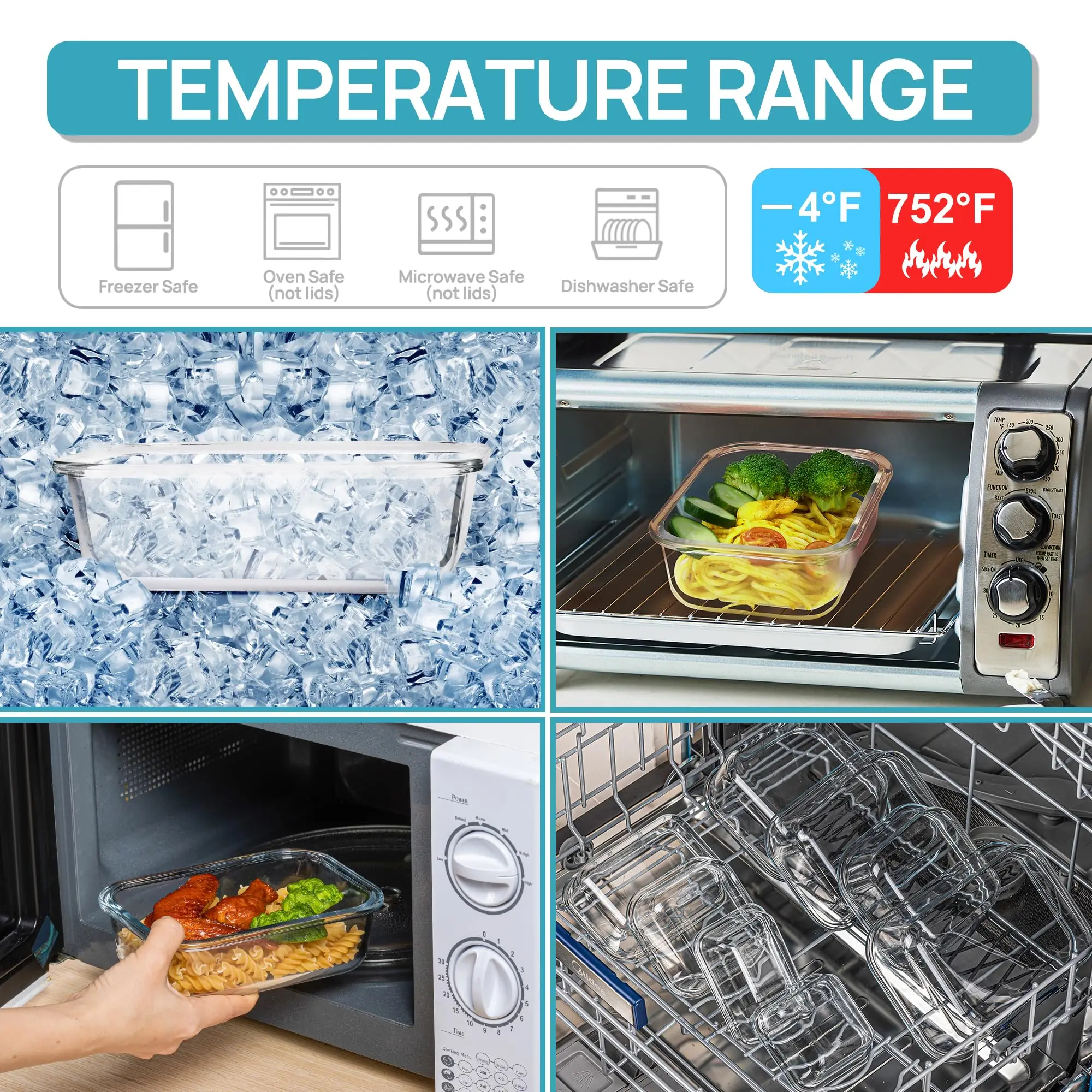 ガラスランチボックス食品保存容器、食事の準備、気密弁当箱、電 - Meal Prep Lunch Boxes のレビューと価格